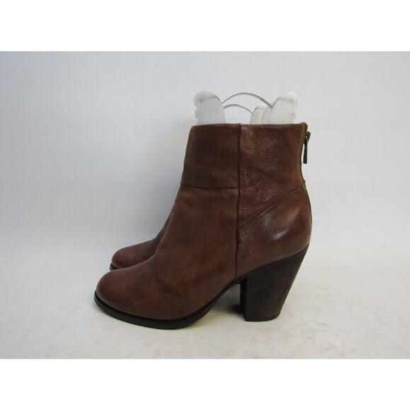 Arturo Chiang Womens Size 10 M Brown Leather Heeled Zip Ankle Boots Bootie - Picture 1 of 11